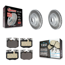 Front Coated Brake Rotor Ceramic Pad Kit For BMW 330i With Blue Painted Calipers