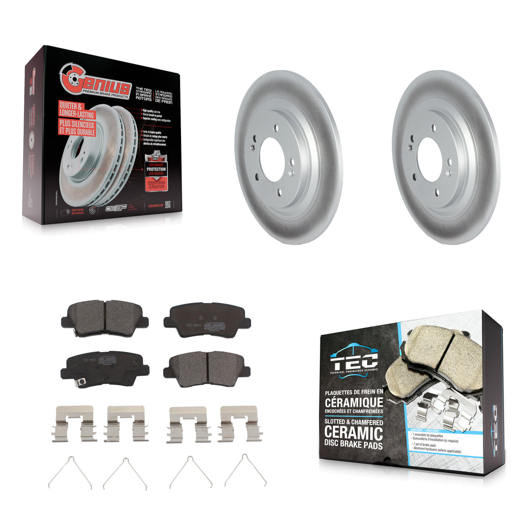 Rear Coat Disc Brake Rotor Ceramic Pad Kit For Kia Hyundai Niro EV Kona Electric