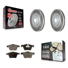 Front Coated Disc Brake Rotors And Ceramic Pads Kit For Jaguar XJ XF