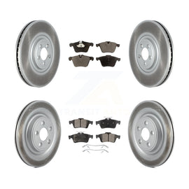 Front Rear Coated Disc Brake Rotors And Ceramic Pads Kit For Jaguar XJ XF