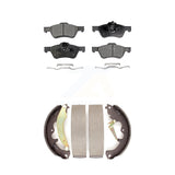 Front Rear Ceramic Brake Pads And Drum Shoes Kit For Ford Escape Mercury Mariner