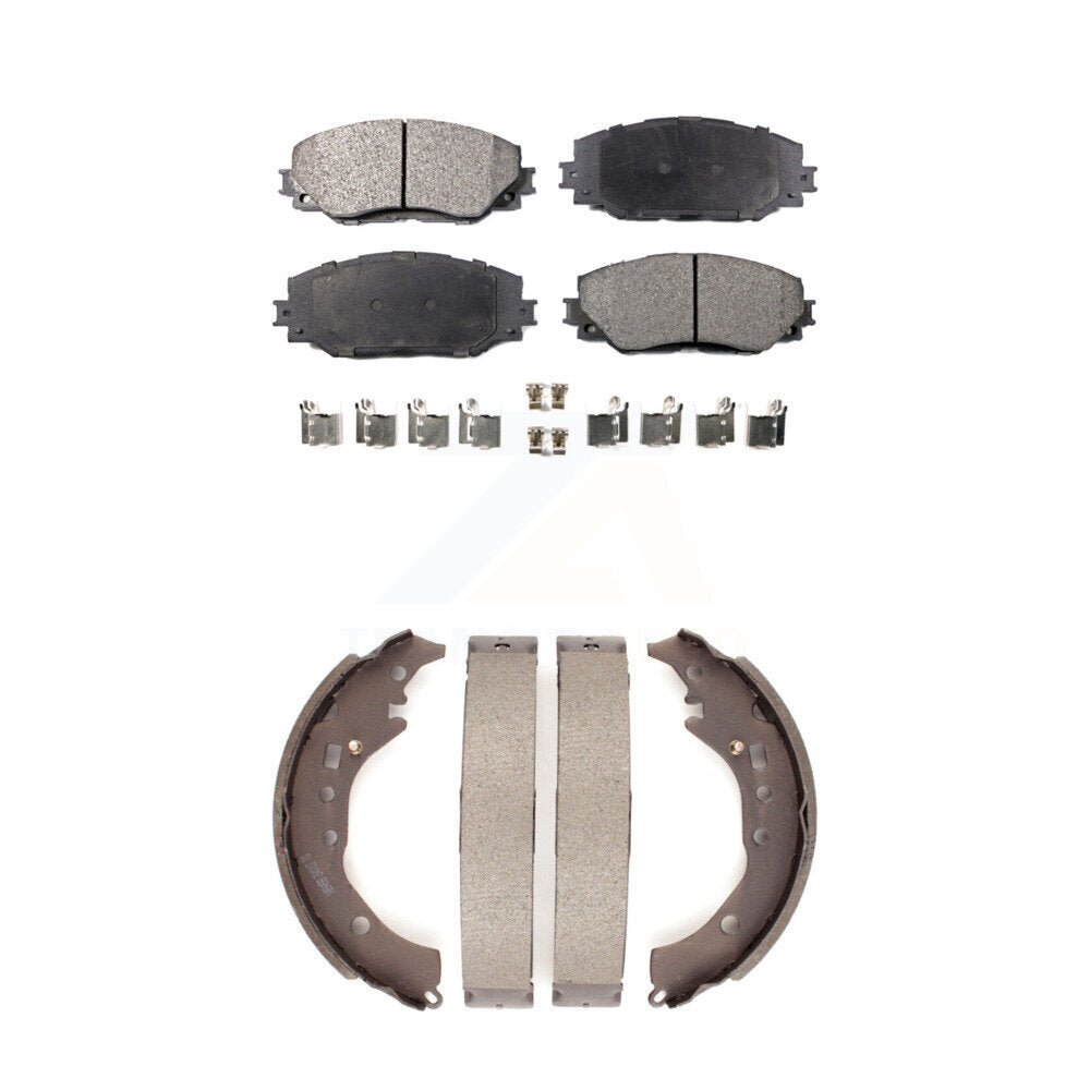 Front Rear Ceramic Brake Pads And Drum Shoes Kit For Toyota Corolla Scion xD