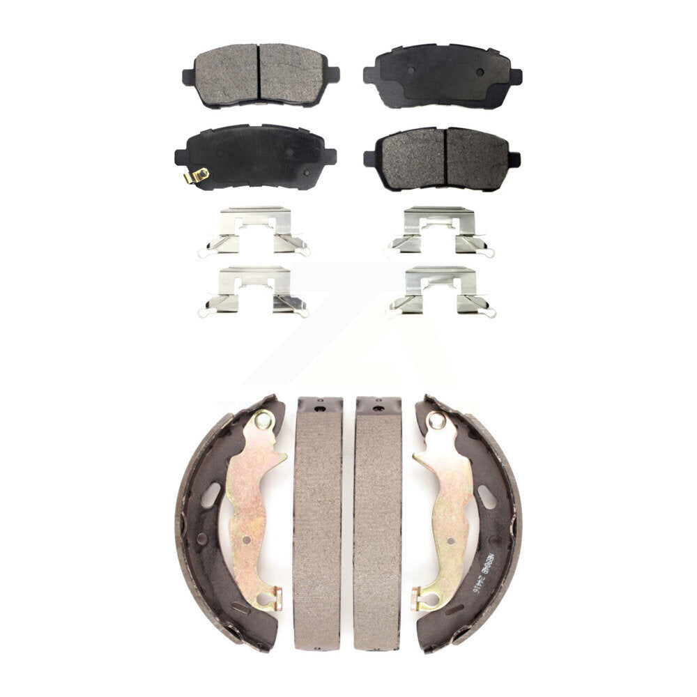 Front Rear Ceramic Brake Pads And Drum Shoes Kit For Ford Fiesta