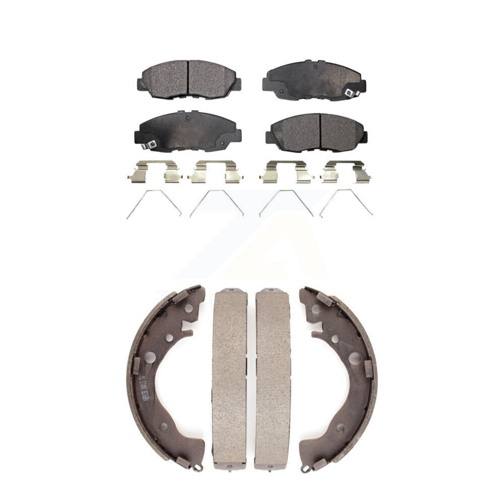 Front Rear Ceramic Brake Pads And Drum Shoes Kit For Honda Civic