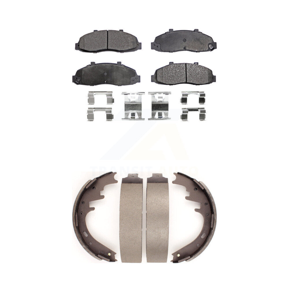 Front Rear Ceramic Brake Pads And Drum Shoes Kit For Ford F-150