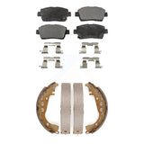 Front Rear Ceramic Brake Pads Drum Shoes Kit For Toyota Prius Scion xB xA Celica