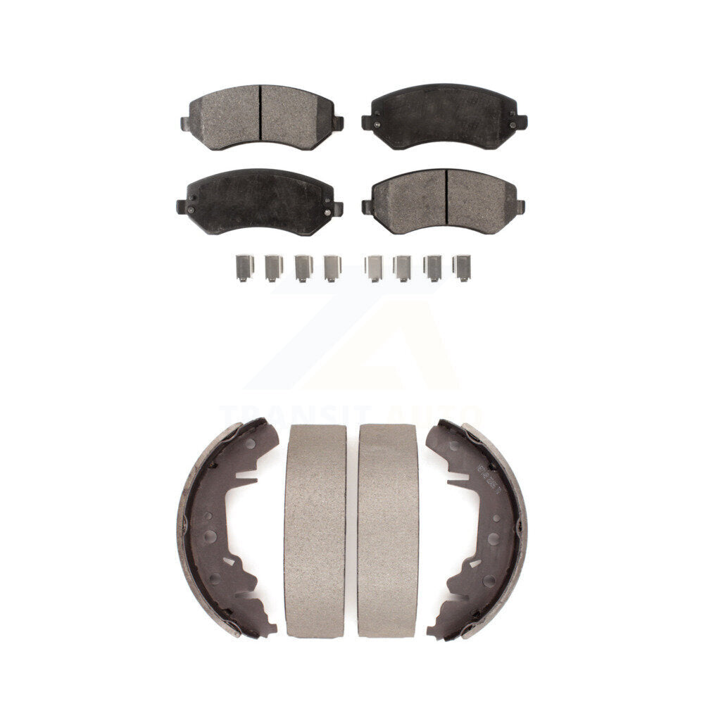 Front Rear Ceramic Brake Pads & Drum Shoe Kit For Dodge Grand Caravan Chrysler