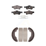 Front Rear Ceramic Brake Pads & Drum Shoes Kit For Dodge Chrysler Town Country