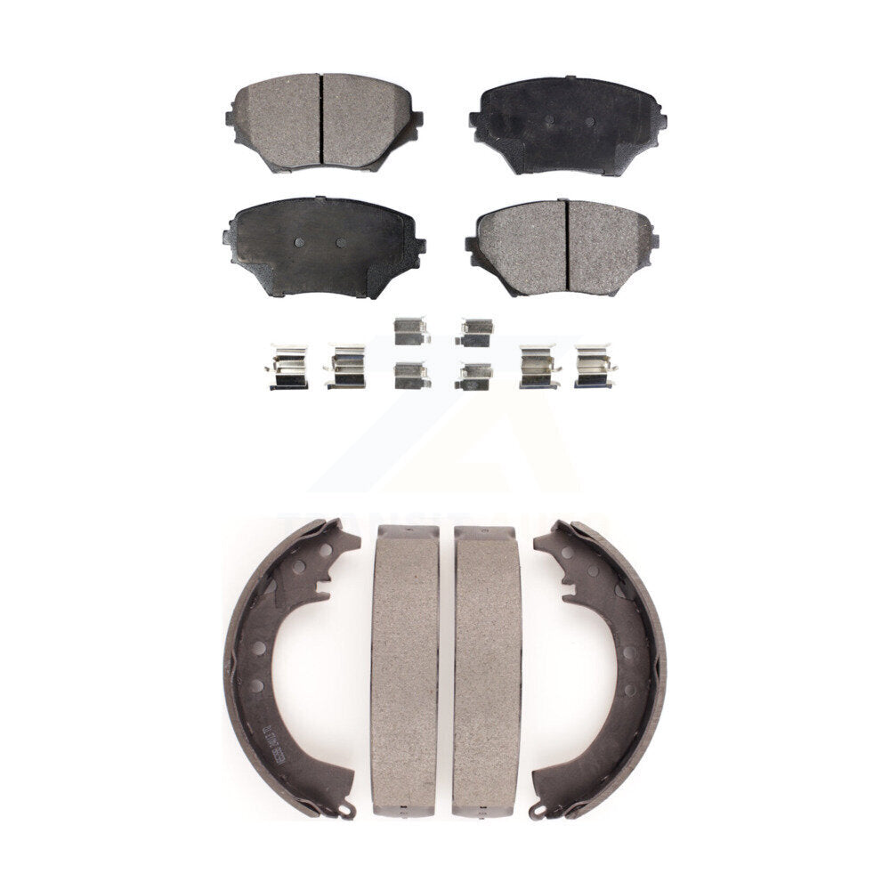 Front Rear Ceramic Brake Pads And Drum Shoes Kit For 2001-2002 Toyota RAV4