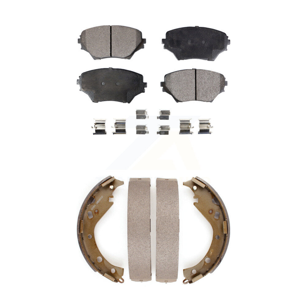 Front Rear Ceramic Brake Pads And Drum Shoes Kit For 2003-2005 Toyota RAV4