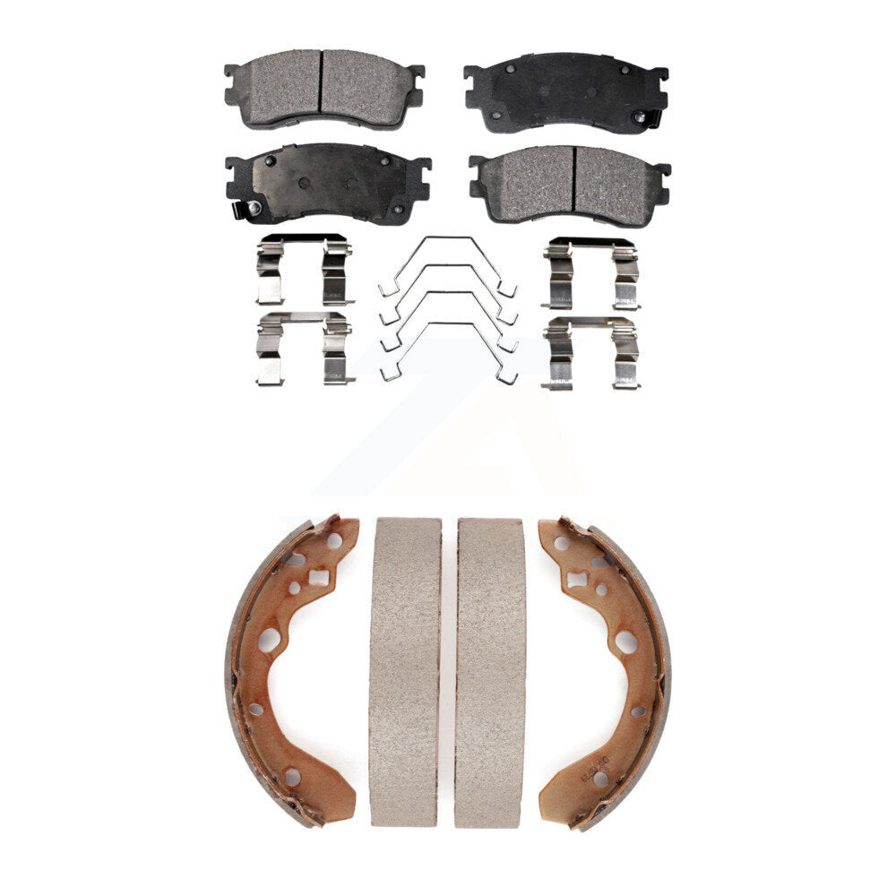 Front Rear Ceramic Brake Pads And Drum Shoes Kit For Mazda Protege Protege5