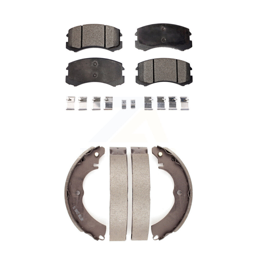 Front Rear Ceramic Brake Pads And Drum Shoes Kit For Mitsubishi Lancer