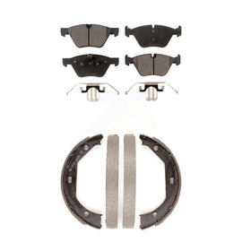 Front Rear Ceramic Brake Pads Parking Shoe Kit For BMW 328i 328xi 528i 525i
