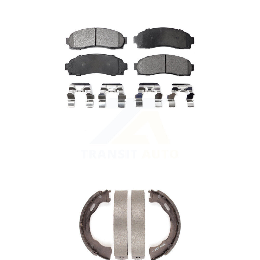 Front Rear Ceramic Brake Pads & Parking Shoes Kit For Ford Explorer Mercury