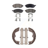 Front Rear Ceramic Brake Pads Parking Shoes Kit For INFINITI G37 G35 Nissan