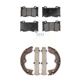 Front Rear Ceramic Brake Pads Parking Shoe Kit For INFINITI G37 Nissan 370Z