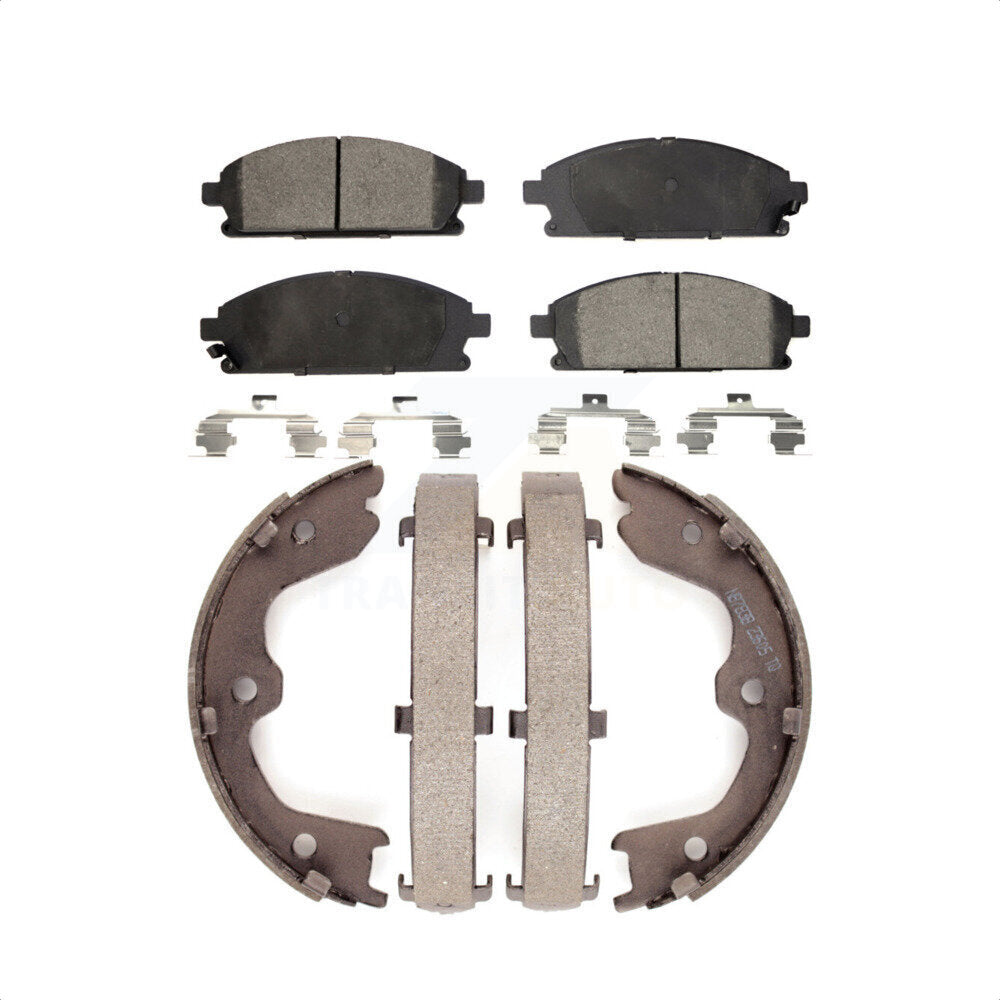 Front Rear Ceramic Brake Pads & Parking Shoe Kit For 2006-2007 Nissan Quest