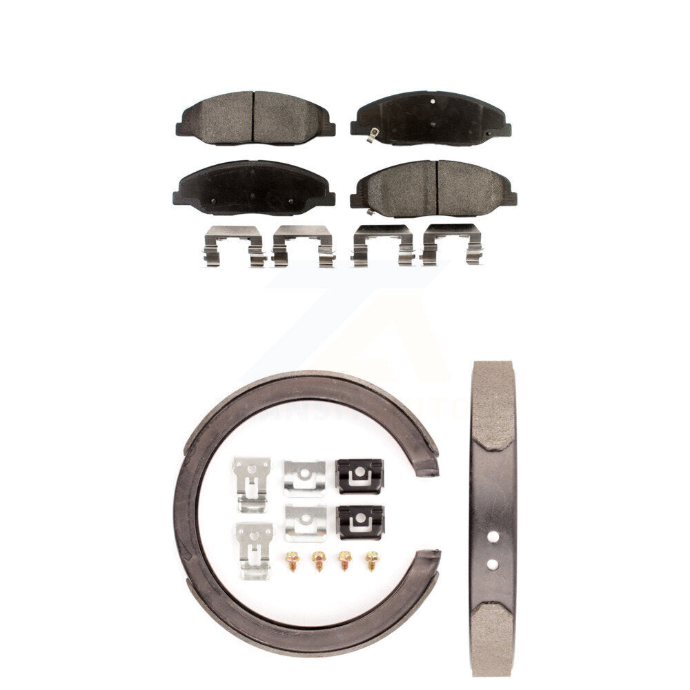 Front Rear Ceramic Brake Pads And Parking Shoes Kit For Cadillac STS