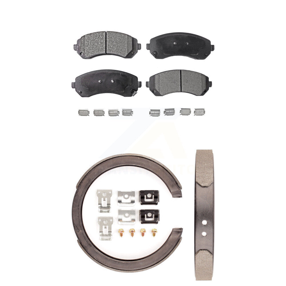 Front Rear Ceramic Brake Pads Parking Shoe Kit For Buick Rendezvous Venture