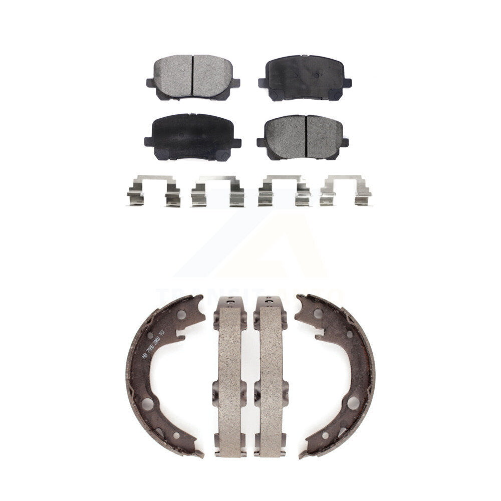 Front Rear Ceramic Brake Pads & Parking Shoes Kit For Toyota Corolla Matrix