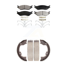 Front Rear Ceramic Brake Pads Parking Shoe Kit For Ford International F-450