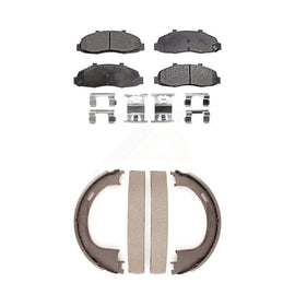 Front Rear Ceramic Brake Pads And Parking Shoes Kit For Ford F-150 Heritage