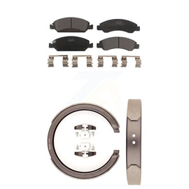 Front Rear Ceramic Brake Pads Parking Shoe Kit For Chevrolet Silverado 1500