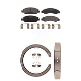 Front Rear Ceramic Brake Pads Parking Shoe Kit For Chevrolet Silverado 1500