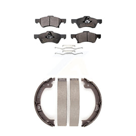 Front Rear Ceramic Brake Pads Parking Shoe Kit For Dodge Grand Caravan Town