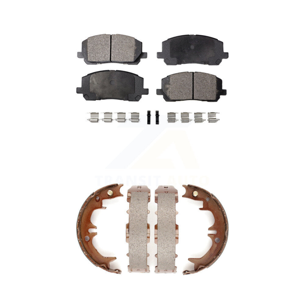 Front Rear Ceramic Brake Pads Parking Shoes Kit For 01-03 Toyota Highlander