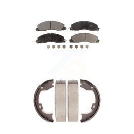 Front Rear Ceramic Brake Pads Parking Shoe Kit For Ram 2500 3500 1500 Dodge