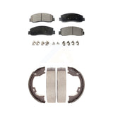 Front Rear Ceramic Brake Pads & Parking Shoes Kit For Ford F-250 Super Duty