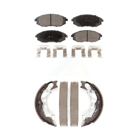 Front Rear Ceramic Brake Pads Parking Shoes Kit For 2004-2006 Suzuki Verona