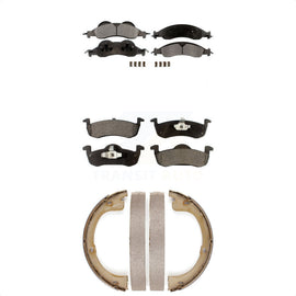 Front Rear Ceramic Brake Pads And Parking Shoes Kit For Ford Expedition Lincoln