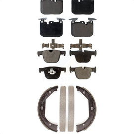 Front Rear Ceramic Brake Pads & Parking Shoe Kit For BMW 335i 340i 440i xDrive 3