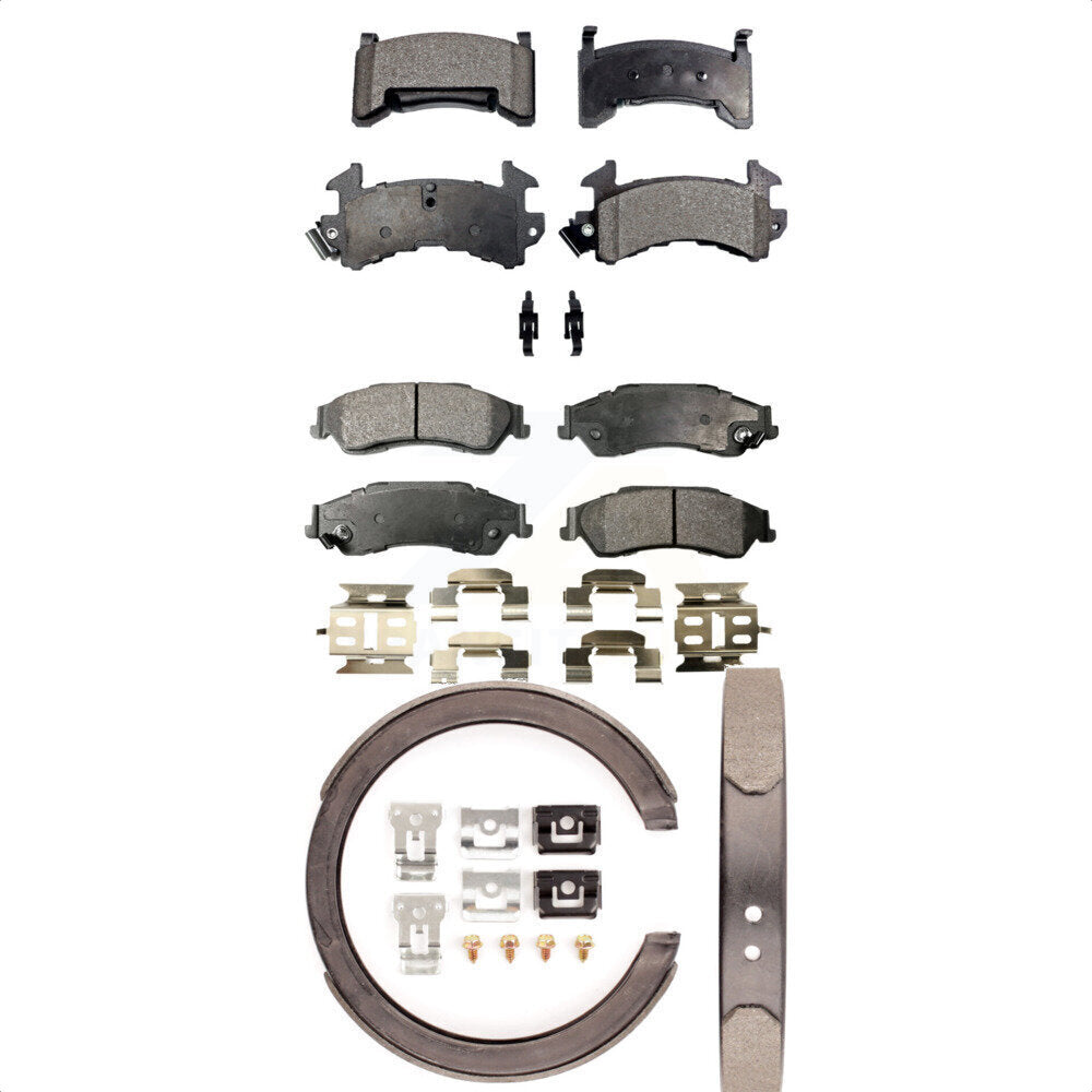 Front Rear Ceramic Brake Pads And Parking Shoes Kit For Chevrolet S10 GMC Sonoma