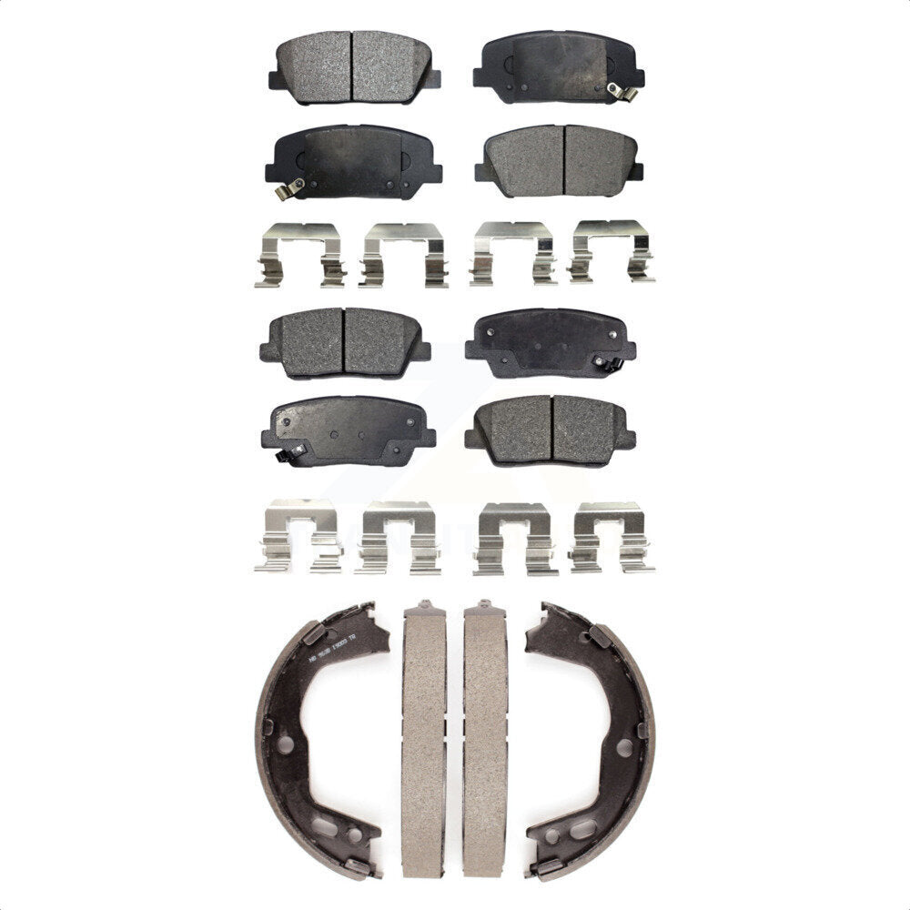 Front Rear Ceramic Brake Pads And Parking Shoes Kit For Hyundai Genesis Coupe