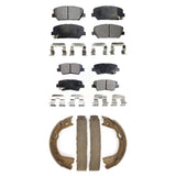 Front Rear Ceramic Brake Pads Parking Shoe Kit For 13 Kia Optima EX/SX with 2.0L