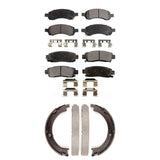 Front Rear Ceramic Brake Pads Parking Shoe Kit For Chevrolet Traverse GMC Acadia