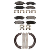 Front Rear Ceramic Brake Pads And Parking Shoes Kit For Cadillac XTS