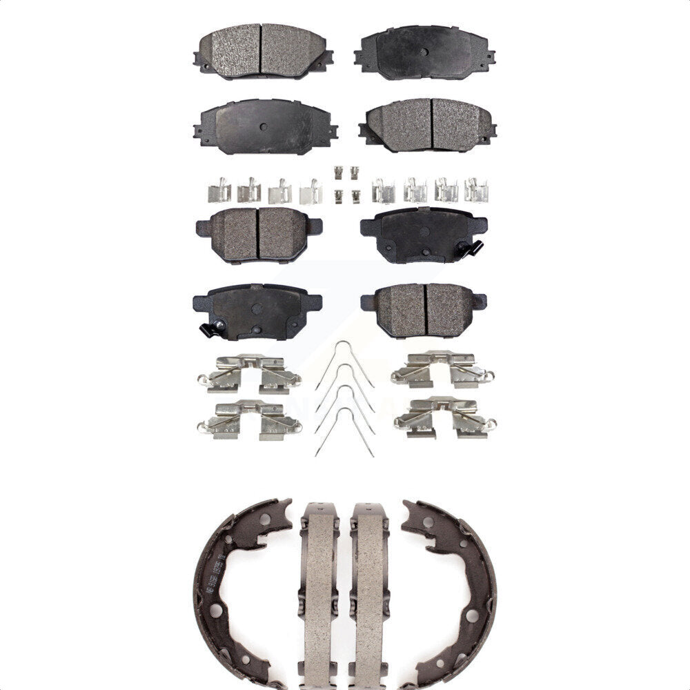 Front Rear Ceramic Brake Pads & Parking Shoes Kit For Toyota Matrix Pontiac Vibe