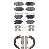 Front Rear Ceramic Brake Pads & Parking Shoes Kit For Toyota Matrix Pontiac Vibe