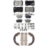 Front Rear Ceramic Brake Pads And Parking Shoes Kit For Acura TL