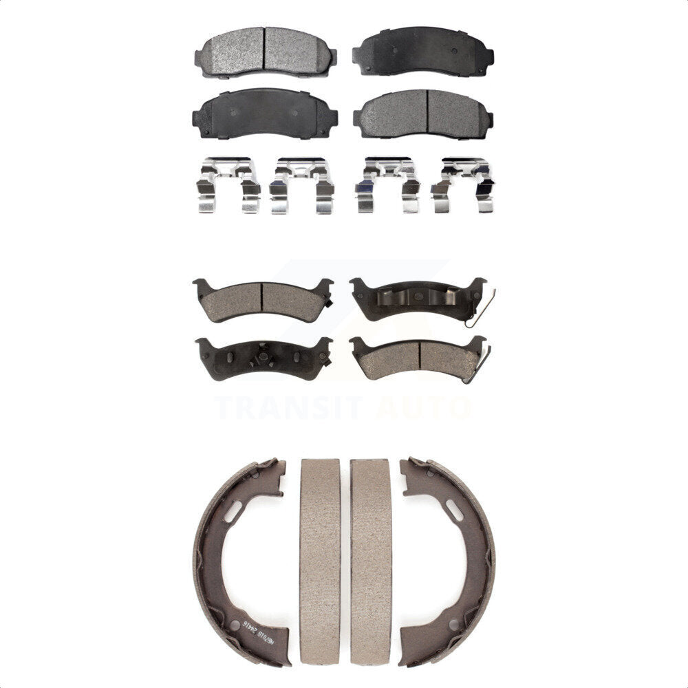 Front Rear Ceramic Brake Pads And Parking Shoes Kit For Ford Explorer Sport Trac