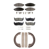 Front Rear Ceramic Brake Pads & Parking Shoes Kit For Lincoln Town Car Limousine
