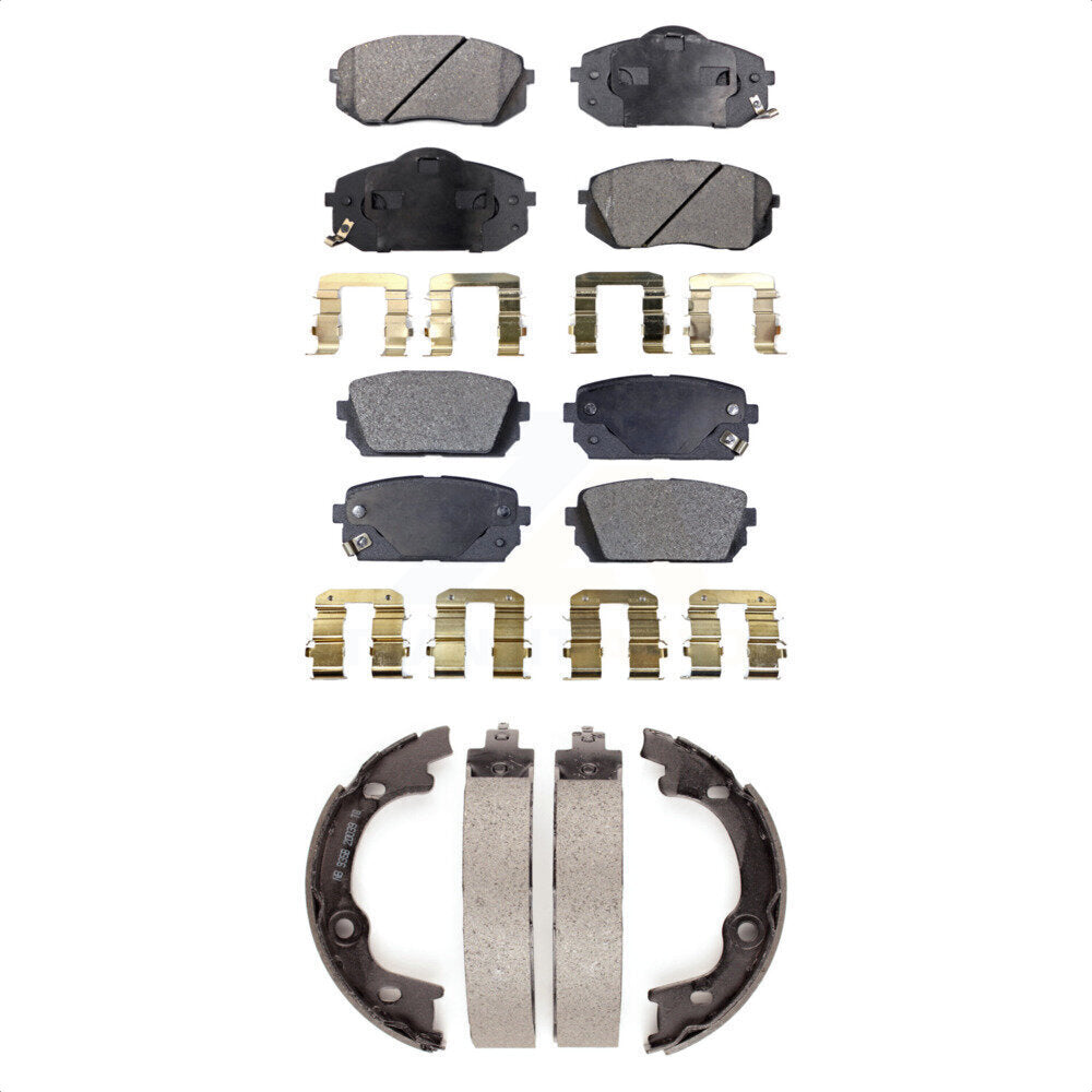 Front Rear Ceramic Brake Pads And Parking Shoes Kit For 2007-2010 Kia Rondo