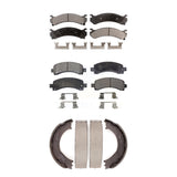 Front Rear Ceramic Brake Pads & Parking Shoe Kit For Chevrolet Express 3500 2500
