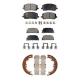 Front Rear Ceramic Brake Pads & Parking Shoe Kit For 2001-2003 Toyota Highlander