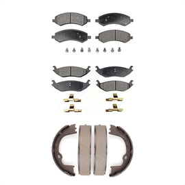 Front Rear Ceramic Brake Pads Parking Shoes Kit For Ram 1500 Dodge Classic Aspen