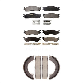 Front Rear Ceramic Brake Pads And Parking Shoes Kit For Dodge Ram 1500